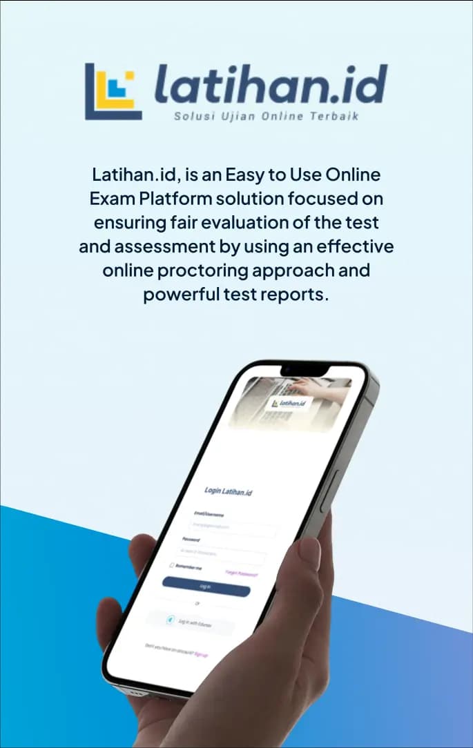 Latihan.id Mobile App Interface for Online Exams