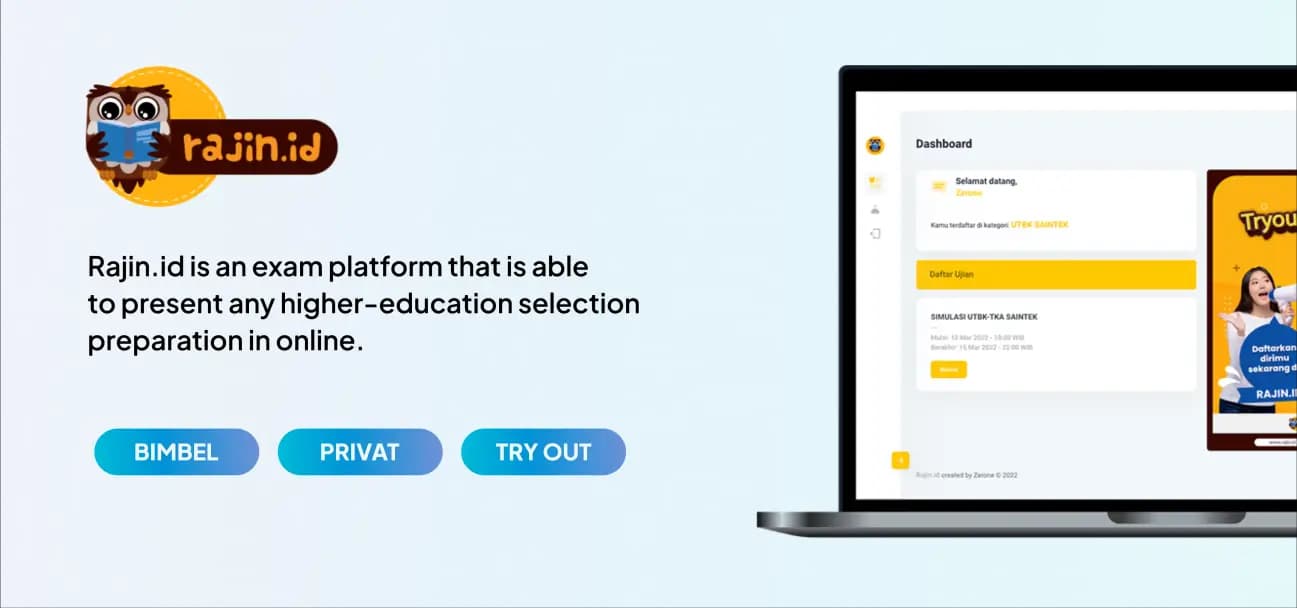 Rajin.id Learning Platform Dashboard Interface