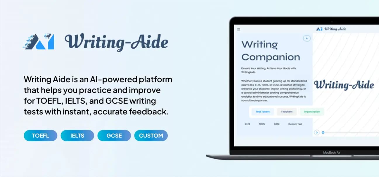 Writing Aide AI Dashboard Interface for Essay Correction