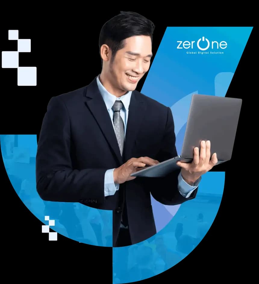 Illustration of Zerone Global Solution team delivering professional and tailored digital services